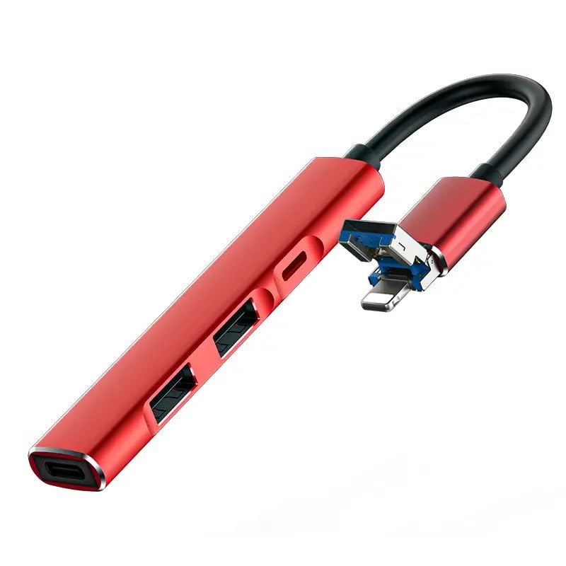 Image of USB HUB Lighting to USB 2 & Type C Hub Camera Reader 4 in 1 Compatible with iOS Devices (Lightning to USB 4IN2 HUB)