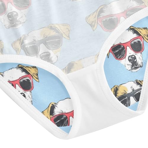 ZZKKO Dog Wearing Sunglasses Girls Underwear Toddler Panties for Girls Comfort Brief Size 2T-8Y4