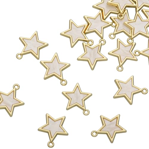 Zicdije Pack of 20 Star Shell Charms Gold Plated Pendants Color Retention Pendants Accessories for Necklace Bracelet Jewelry Making DIY Crafting