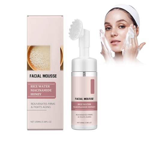 Espuma Limpiadora con Agua de Arroz, Niacinamida & Agua de Rosa, Cleanser, Hidratación Profunda y Piel Radiante, 100ml, Textura Suave, Para Todo Tipo de Piel
