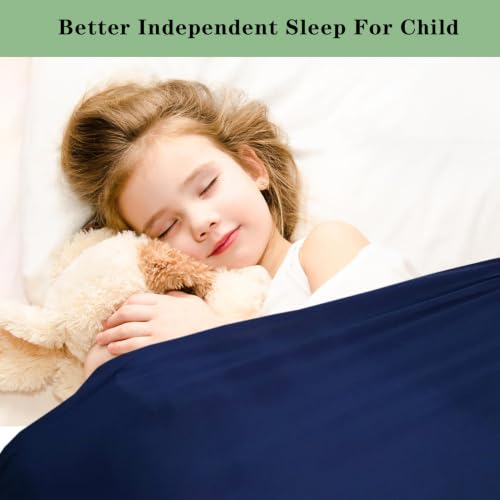Image of Ntomtuex Sensory Bed Sheet for Kids Compression Reduced Pressure Weighted Blanket to Keep Nice Sleeping Comfortable with Light Breathable Polyester, Dark Navy,54 inchx60 inch