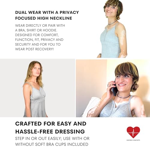Image of Inspired Comforts Women's Mastectomy Camisole Top with Drain Pockets & Removable Bra Cups