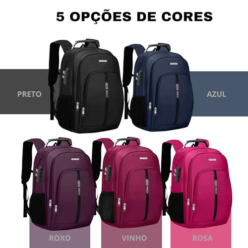 GMTA Mochila Bolsa Masculina Feminina Notebook Executiva Anti Furto Resistente à Água Escolar Faculd