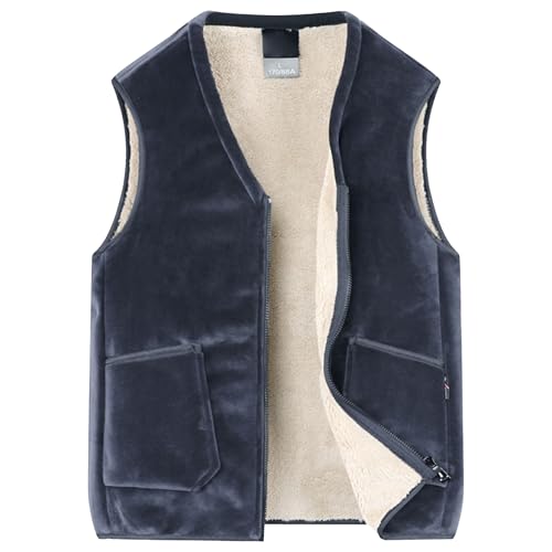 JEShifangjiusu Men's Winter Zipper Sweater Vest Sleeveless Cardigan Topcoat Warm And Thickened Tank Top With Pocket