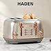 Haden Heritage 4 Slice Wide Slot Stainless Steel Toaster with Adjustable Browning Control & Non-Slip Feet, Steel & Copper