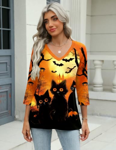 Image of Zeagoo 3 /4 Length Sleeve Womens Tops Casual V Neck Shirts Soft Basic Tees