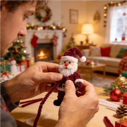 Image of Pipe Cleaners,200Pcs Wine Red Pipe Cleaner Flower Kit,Chenille Stems for DIY Bouquet Festivals Room Decor,Valentine's Day Craft Supplies,Christmas Ornaments,Halloween Fall Decorations for Home Crafts