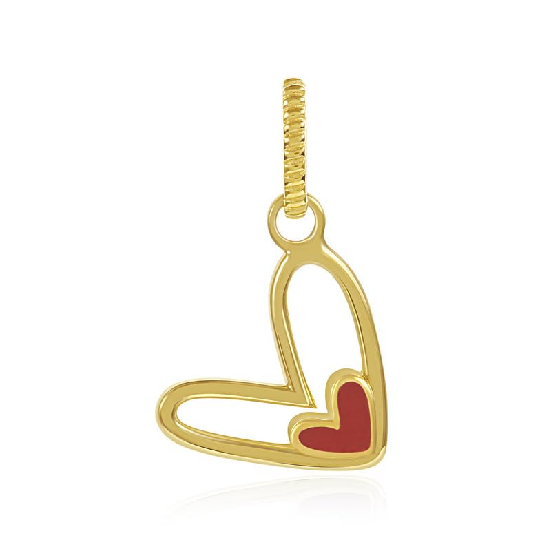 Studio 925 Sterling Silver Heart Charm Pendant | 14K Gold Plated Red Enamel Love Charm | Bracelet Charm Jewelry Gift for her & Women | Anti-Tarnish Long Lasting Shine-image-1