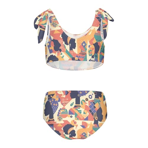 Beautiful African Woman Girls 2 Piece Kids Bikini Set Beach Swimsuit Swimwear Adjustable Shoulder Strap2