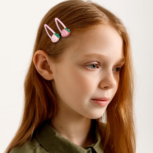 12 pinzas para cabello con diseño de fresa rosa claro y oscuro miniatura 3