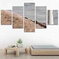 SIGNWIN 5 Panel Canvas Wall Art Modern Art Architecture & Maps Building Contemporary Expressive Multicolor Photography for Home Decorations Ready to Hang - 60