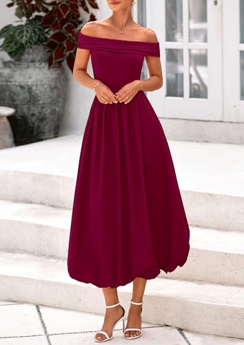 PRETTYGARDEN Womens Summer Off Shoulder Sleeveless Midi Dress Cocktail A Line Flowy Wedding Guest Dresses with Pockets3