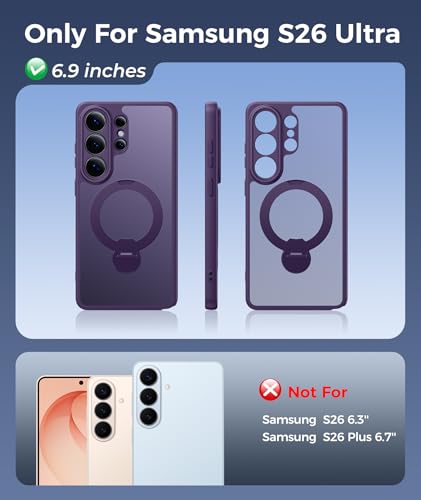 Image of FNTCASE for Samsung Galaxy S26-Ultra Case: [360 Spin Magnetic Stand] [Compatible with Magsafe] [Screen Protector] Translucent Matte Military Grade Shockproof Full Camera Protective Phone Cover -Purple