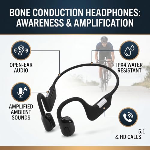 Auriculares de conducción ósea impermeables con bluetooth y sonido claro 5