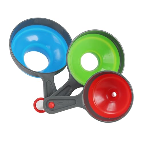 VirtuGro 3 PCS Embudo de Cocina Plegable de Silicona - Pequeño, Mediano y Grande con Boca Ancha para Transferencia de Líquido