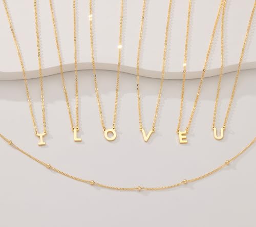 Initial Necklaces for Women 14K Gold Silver Plated Letter Jewelry Non Tarnish Layered Dainty Cute A-Z Pendant Choker Necklace Waterproof Trendy Name Necklace Personalized Jewelry Gift for Women 5