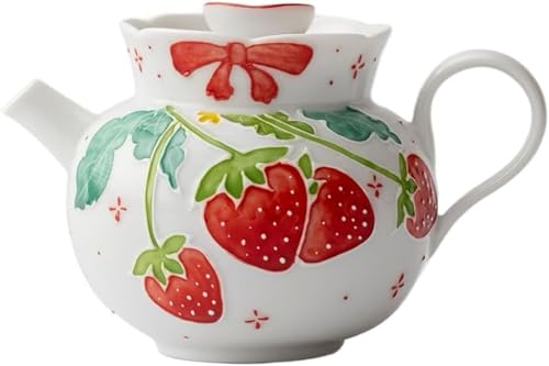 Zxyler ティーポット:いちごポット造型でかわいい!おしゃれデザイン急須、家庭用泡茶・?面インテリアに最適