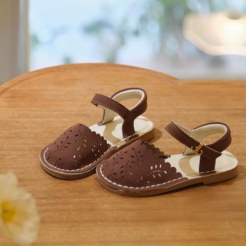 Image of THEE BRON Toddler Floral Cutout Closed Toe Sandals for Girls Breathable Summer Shoes