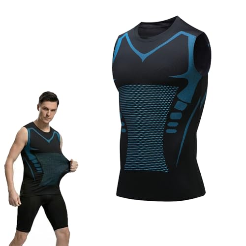 Compression Shirt Men Shaping Sleeveless Vest Men Sport Running Moisture Wicking Dry Fit Breathable Sleeveless Gym Shirt (US Alpha Medium Regular Regular Black)