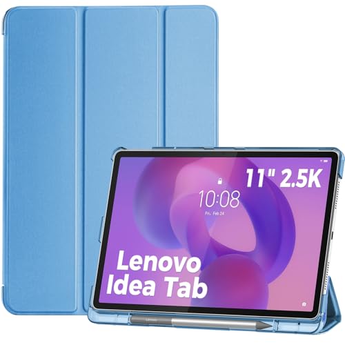 ProCase Funda para Lenovo Idea Tab 11' 2025 TB-336ZU/TB-336FU, Funda Folio con Soporte para Lápiz, Carcasa Protectora Delgada con Soporte Trifold y Cubierta Trasera Translúcida - Azul