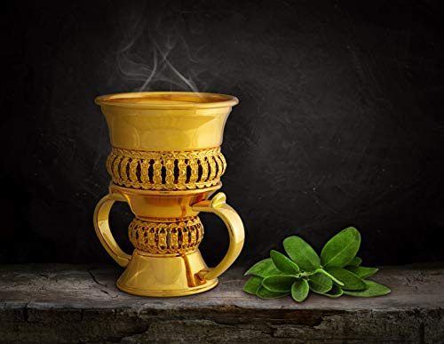 AM Regal Metal Incense Burner - Bakhoor Burner Mubkhara – Frankincense Insence Burner - Ideal for Yoga, Spa & Aromatherapy (Gold)