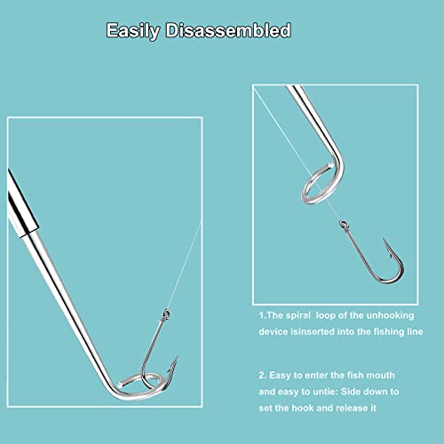 Tiwerlfe 4PCS Fishing Hook Quick Removal Device Stainless Steel Fishing Hook Detacher Fish Hook Remover Tool Kit Accessory for Fishing Saltwater Freshwater Decoupling Device 4 Colors - Thumbnail 2