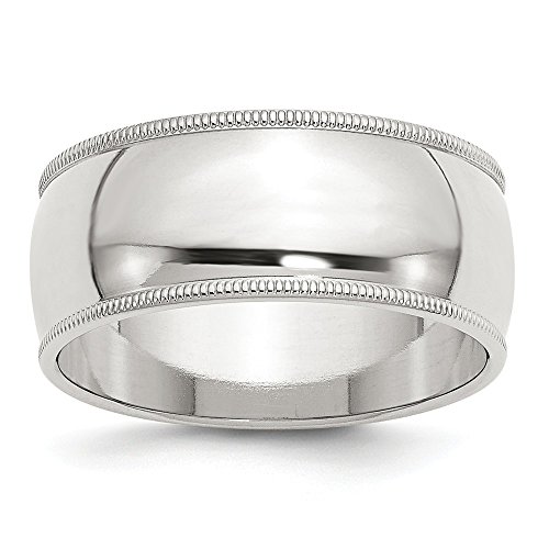 Solid 925 Sterling Silver 9mm Milgrain Plain Classic Traditional Wedding Band Ring (9mm)