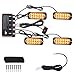Warnlicht Frontblitzer,4 Stück 12 LED Lichtleiste Stroboskop-Lichter Bernsteinfarben Warnblinkleuchten, Front Flashlights led blitzer mit Hauptsteuerungsbox für 12 V/24 V Universal KFZ, LKW,Traktoren