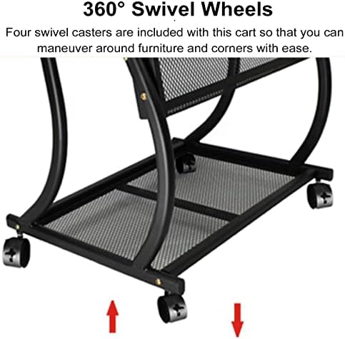 5-Tier Rolling Magazine Rack & Brochure Display Stand - Space-Saving Black Literature Organizer for School, Hotel Lobby, Library - Stylish & Functional Storage Solution