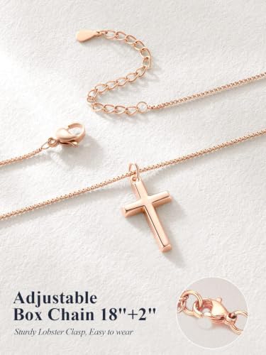 Image of U7 Cross Necklace for Women,Silver /14K Gold Plated Cross Necklace with 18-20 inch Box Chain,Tiny /Medium /Large Cross Pendant Necklace Religious Necklaces Christian Jewelry Gift for Her
