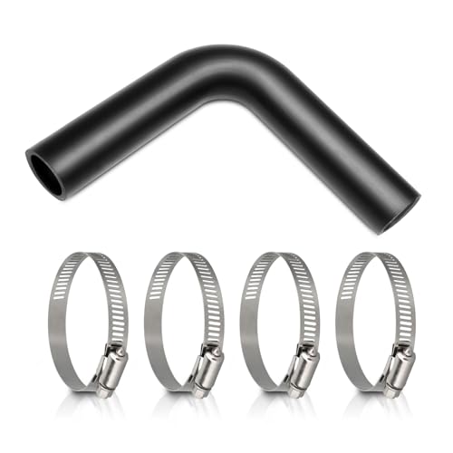 Image of Gasoline Fuel Filler Neck Hose with 4 Hose Clamps,1 inches Inside Diameter Fuel Hose, Reinforced Gas tank filler hose (90 degree, 1 inch ID)