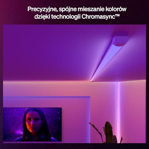 Philips Hue OmniGlow 3-metrowa taśma LED mikro LED, 2700 lm, żywe kolory i atmosfera, elastyczne oświetlenie wewnętrzne, jednolite światło, możliwość cięcia, sterowanie za pomocą aplikacji i głosem