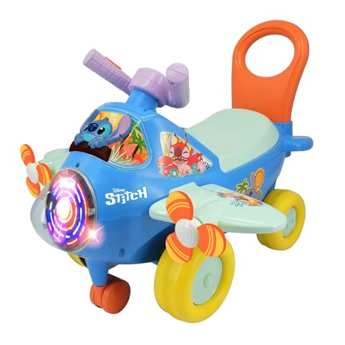 Kiddieland: Activity Plane: Stitch - Disney Light & Sound Foot-to-Floor Vehicle, Interactive Dashboard, Propellers, Push-Pull Handle, Toddlers 12mo+