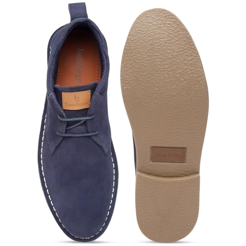 Image of LOUIS STITCH Chukka Boots for Men | Suede Leather High Ankle Casual Boot | Office & Trekking Shoes | Hiking Boots | Stitch Down Desert Boots | Size-UK12 Blue SDSUCKCUBU