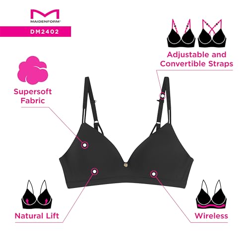 Image of Maidenform Women's Wireless Bra, Everyday Luxe T-Shirt Wireless Bras for Women, Convertible Straps, Smoothing