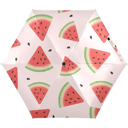Parapluie de voyage soleil et pluie résistant coloris rose pastèque