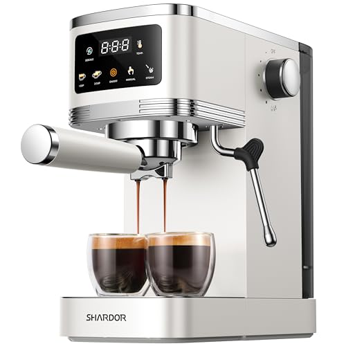 Image of SHARDOR Espresso Machine 20 Bar, Professional Espresso Machine with Milk Frother and Touchscreen, Expresso Coffee Machines with Adjustable Temperature,for Cappuccino, Latte, Stainless Steel, White