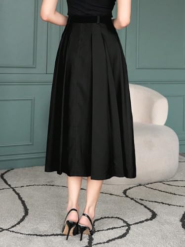 Trend Women's Summer Basic Skirt Elegant Solid Color Pleated A-Line Skirt For Beach2