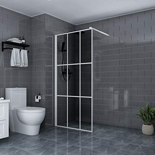 Schwänlein® Walk in douchewand, doucheafscheiding, 90x200, wit, inklapbaar, ruimtebesparend, van echt glas, veiligheidsglas, helder glas (SEG), incl. nanocoating (90x200)