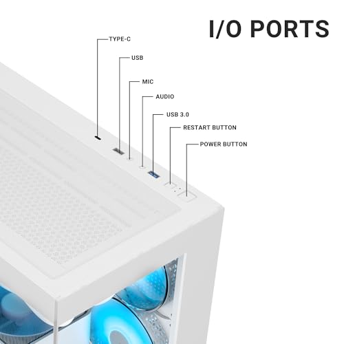 Image of Ant Esports Crystal X7 ATX Computer Case /Gaming Cabinet with Type-C - White | Support ATX, Micro-ATX, Mini-ITX | Pre-Installed 3 M /B Plate Fans, 2 PSU Shroud Fans, 1 Bottom & 1 Rear Fan