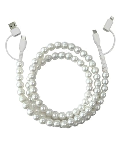 4 in 1 USB C Cable 3FT Beaded Multi Charging CablPearl Charger Cord USB A/Type C to Type C Multi Fast Charger Cable White