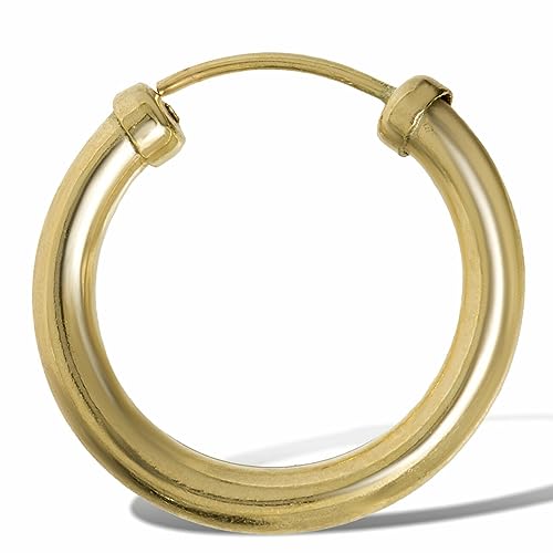 Pendientes de aro de oro amarillo de 9 quilates de alta gama y acabado pulido
