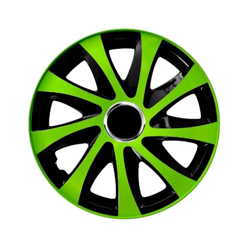 NRM - Drift Extra - Enjoliveur universel 1 pièce en plastique de haute qualité (Vert/Noir, 13")