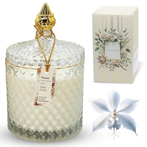 Luxury Scented Candle Gift - Ghost Orchid Rare Flower Fragrance in Elegant Jar, Long-Lasting Soy Wax Candle, Gift-Ready for Any Occasion, 14.8 oz - Ideal for Women & Home Décor