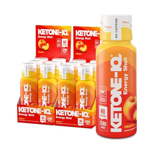 Image of Ketone-IQ No Caffeine Ketone Shots for Focus, Peach, 12 Pack