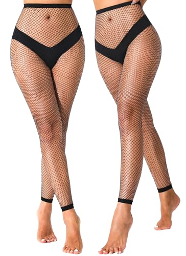 2 Pairs Black Footless Fishnet Stockings for Women High Waist Fishnets Fishnet Tights Sexy Stockings for Women2