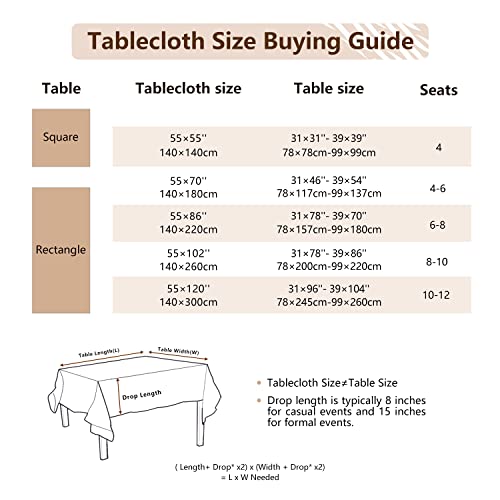 Laolitou Rustic Tablecloth Cotton Linen Waterproof Tablecloths Burlap Table Cloths For Kitchen Dining Cloth Table Cloth For Rectangle Tables Coffee Lines Rectangle,55''X70'',4-6 Seats #TOP5