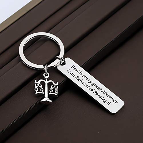 CENWA Scales of Justice Keychain Legal Assistant Gift Beside Every Great Attorney is an Exhausted Paralegal Legal Gift4