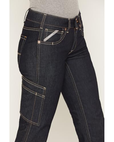 Image of ARIAT Women's Rebar Mid Rise Durastretch Raven Rinse Work Straight Jeanss Blue 30 SHT