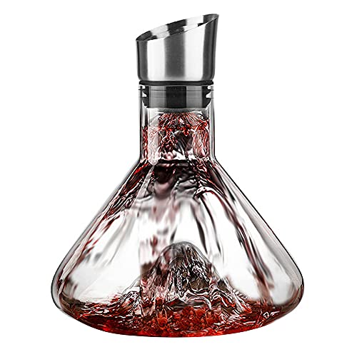 Exrp Iceberg Wine Decanter Set with Aerator Filter Red Wine Carafe Wine Aerator Wine Gift 100% Hand Blown Lead-free Crystal Glass (1600ML)